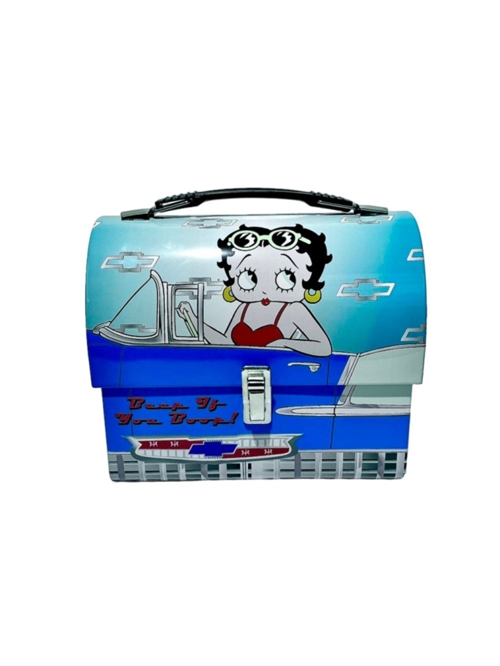 Betty Boop 2001 Chevy Blue Red Metal Vender Lunch Box One Size Vintage